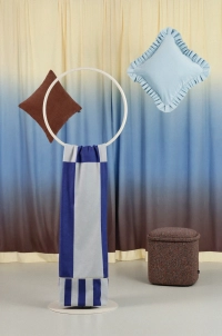 Zasłona mgła 140x300 żółto-niebieska