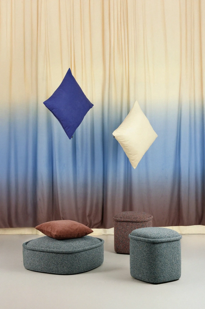 Zasłona mgła 140x270 żółto-niebieska